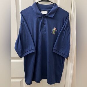 5/$25 Crystal Springs Blue Golf Polo Shirt Embroidered Golf Bag Clubs Size L